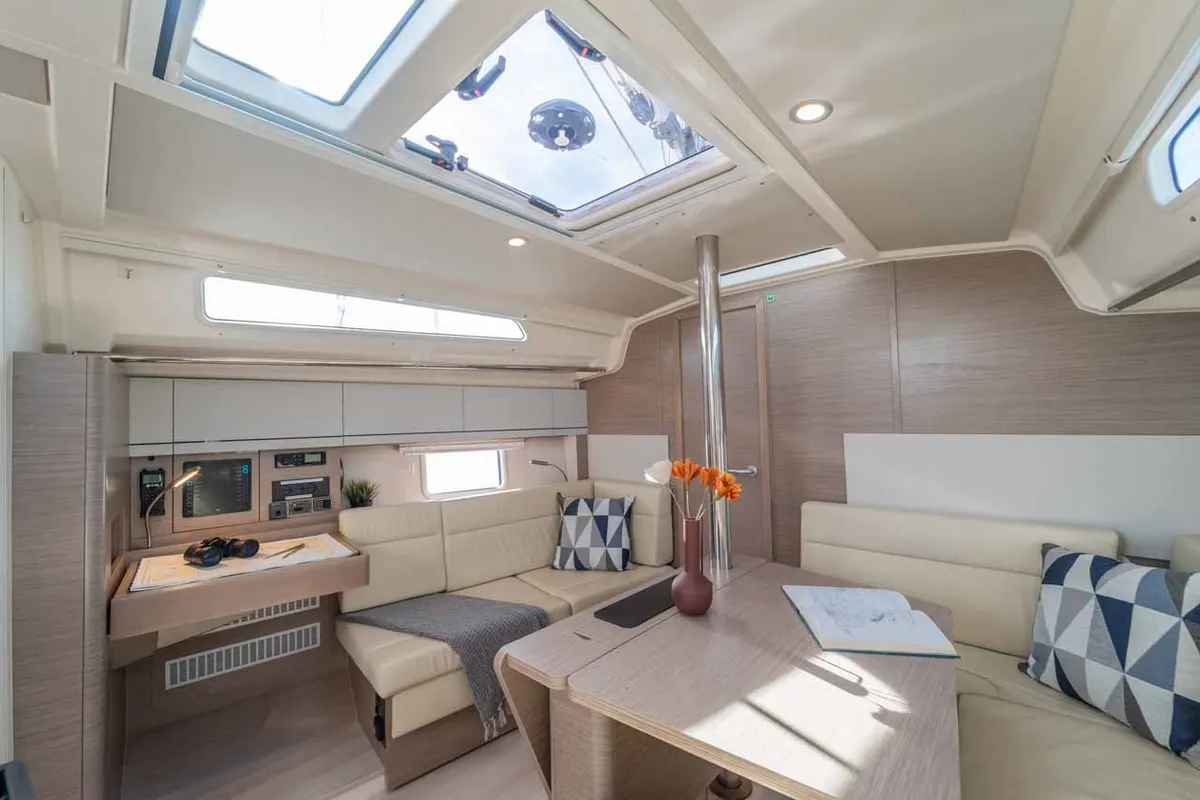 Salon of Daydream, a Hanse 388 sailboat at Grad Šibenik, Croatia