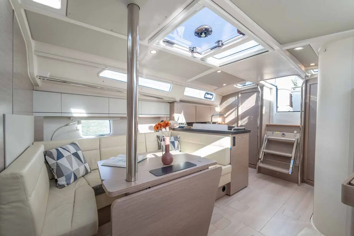Salon of Daydream, a Hanse 388 sailboat at Grad Šibenik, Croatia