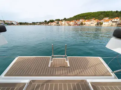 Deck of Daydream, a Hanse 388 sailboat at Grad Šibenik, Croatia