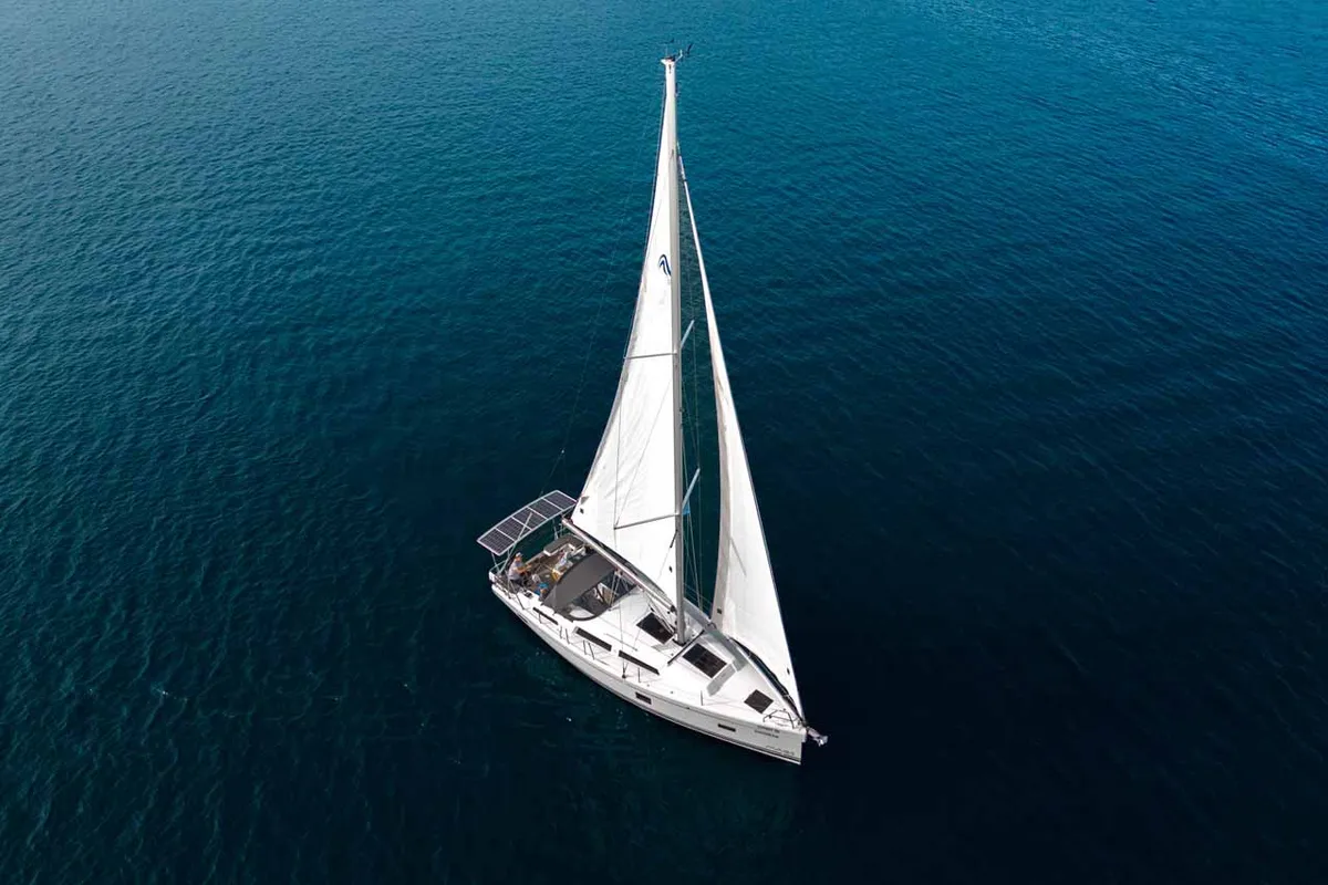 Exterior view of Daydream, a Hanse 388 sailboat at Grad Šibenik, Croatia