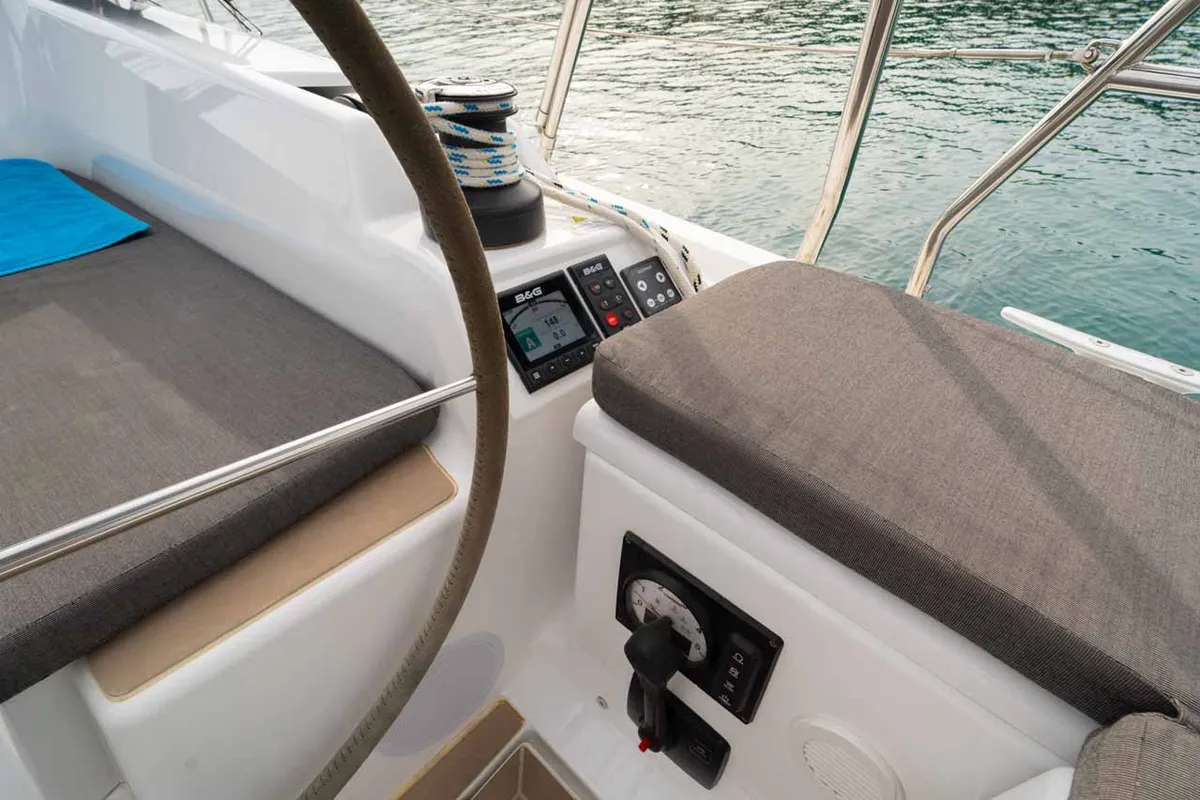 Cockpit of Daydream, a Hanse 388 sailboat at Grad Šibenik, Croatia