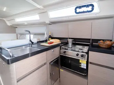 Galley of Daydream, a Hanse 388 sailboat at Grad Šibenik, Croatia