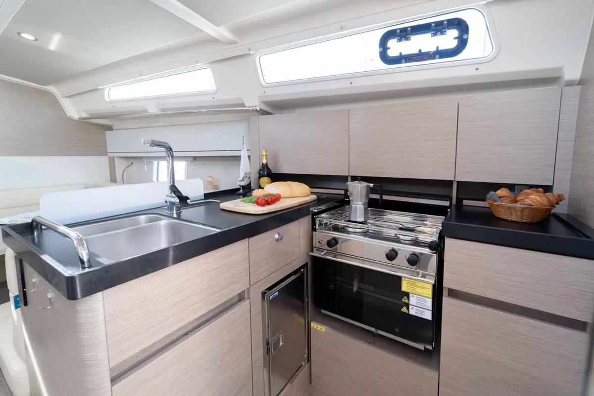 Galley of Daydream, a Hanse 388 sailboat at Grad Šibenik, Croatia