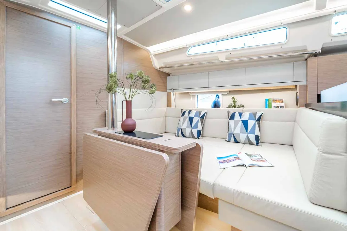 Salon of Daydream, a Hanse 388 sailboat at Grad Šibenik, Croatia