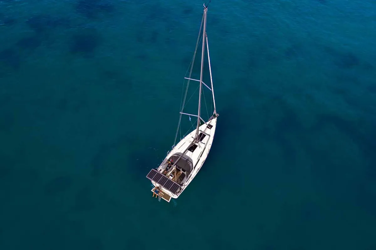 Exterior view of Daydream, a Hanse 388 sailboat at Grad Šibenik, Croatia