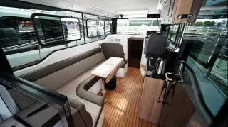 Salon of Šolta, a Nikhen Aquasun 34 Sedan LP motor yacht at Seget Donji, Croatia
