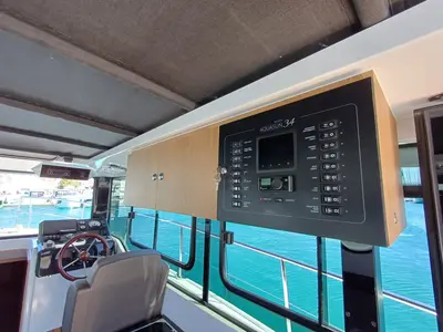 Cockpit of Šolta, a Nikhen Aquasun 34 Sedan LP motor yacht at Seget Donji, Croatia