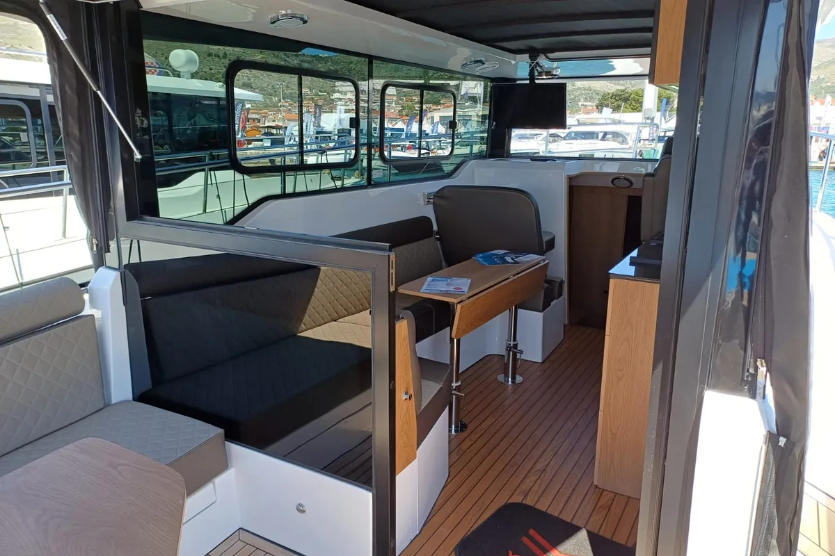 Salon of Šolta, a Nikhen Aquasun 34 Sedan LP motor yacht at Seget Donji, Croatia