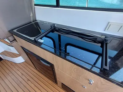 Galley of Šolta, a Nikhen Aquasun 34 Sedan LP motor yacht at Seget Donji, Croatia