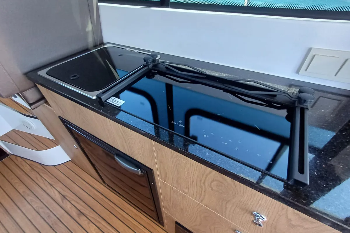 Galley of Šolta, a Nikhen Aquasun 34 Sedan LP motor yacht at Seget Donji, Croatia