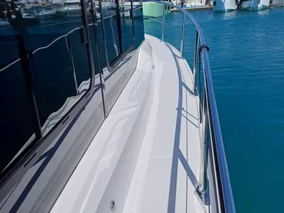 Deck of Šolta, a Nikhen Aquasun 34 Sedan LP motor yacht at Seget Donji, Croatia