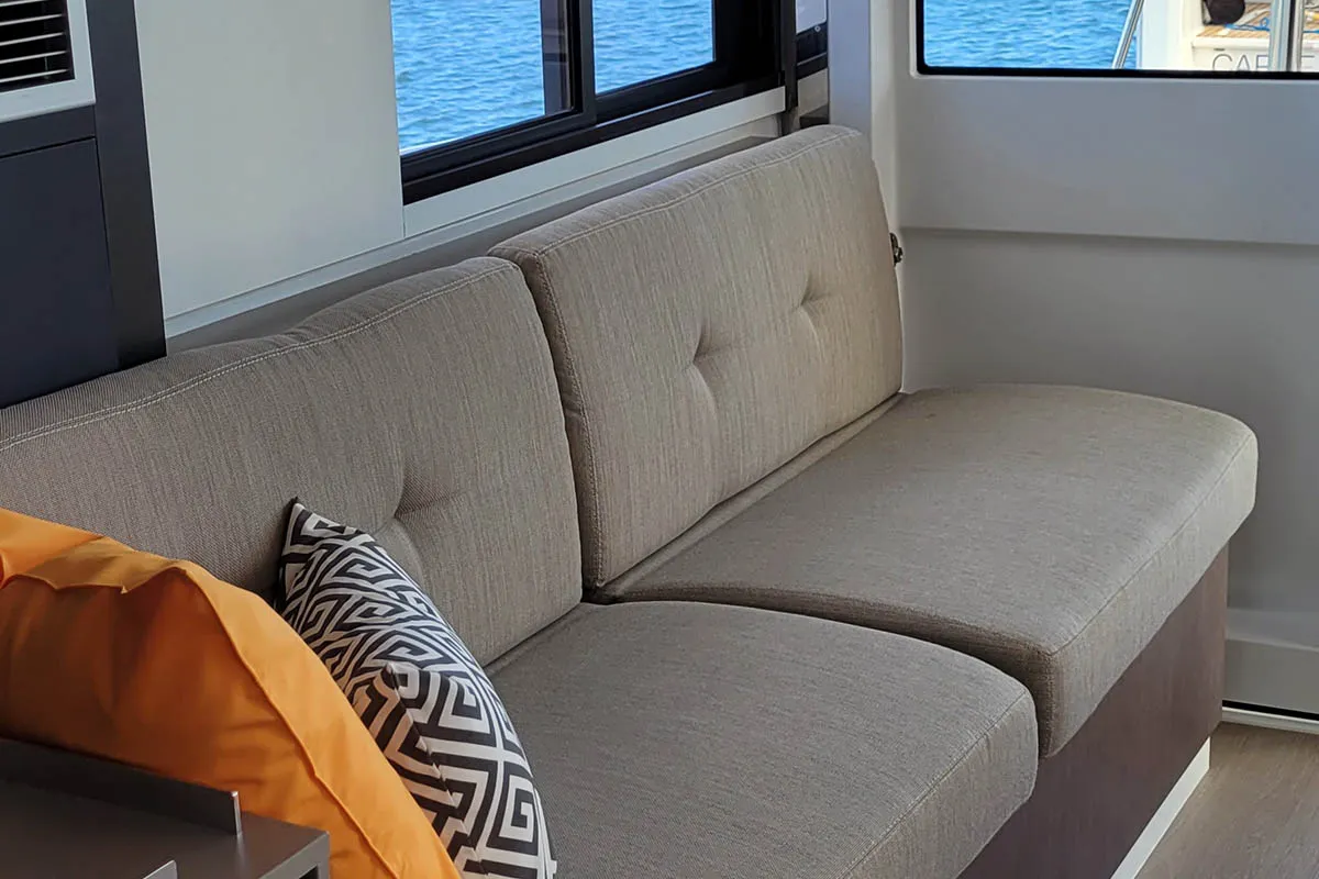 Salon of Cat Tales_DB, a Bali 4.2 catamaran at Central Abaco, Bahamas