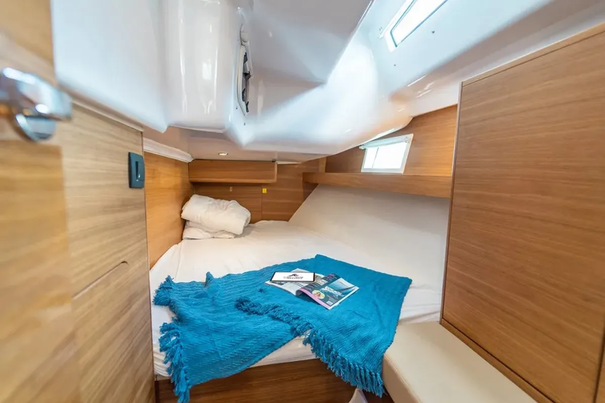 Cabin on Soleos, a Elan Impression 45.1 sailboat at Grad Šibenik, Croatia