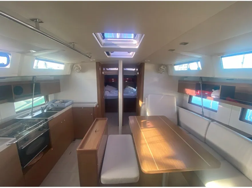 Salon of Glykeria , a Beneteau Oceanis 46.1 sailboat at Municipal Unit of Lefkada, Greece