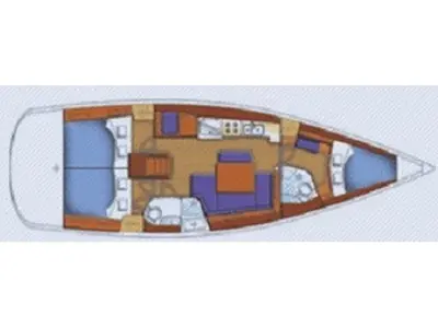 Floor plan of Alboran XXX Cubalibre (Las Galletas), a Beneteau Oceanis 43 sailboat at Elephant Butte Estates, United States