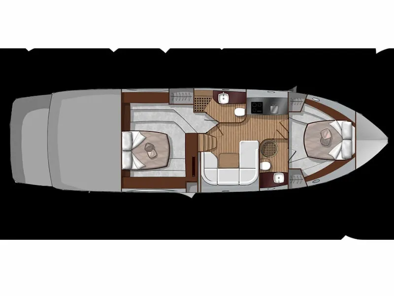 Floor plan of Zaffiro Test, a Sunseeker Portofino 53 motorboat at Sydney, Australia