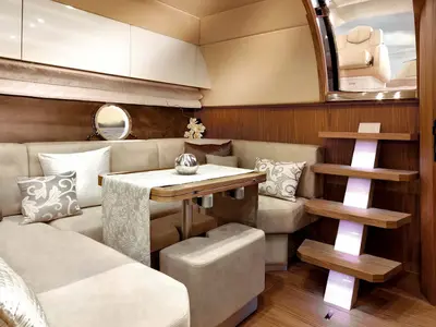 Salon of Zaffiro Test, a Sunseeker Portofino 53 motorboat at Sydney, Australia