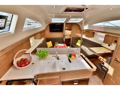 Galley of Marco Polo, a Elan Impression 40 sailboat at Šibenik, Croatia