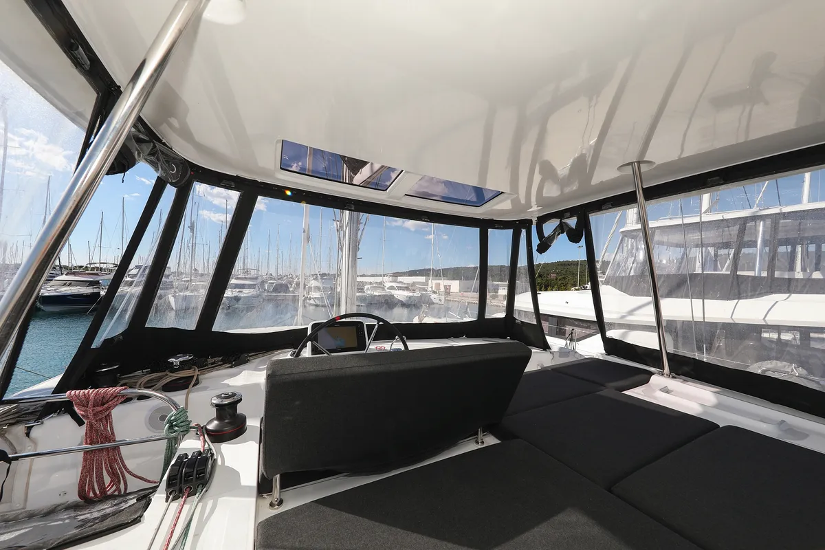 Cockpit of NUVOLA, a Lagoon 46 catamaran at Općina Sukošan, Croatia