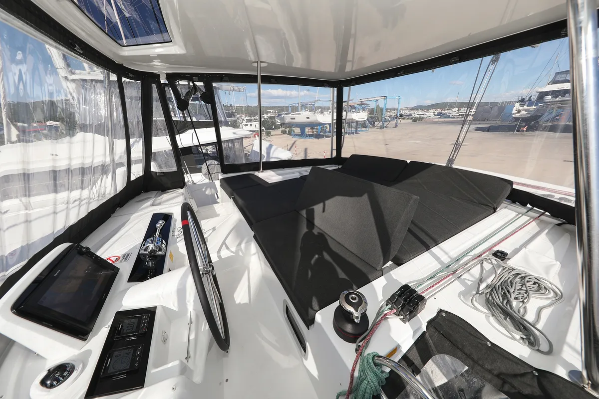 Cockpit of NUVOLA, a Lagoon 46 catamaran at Općina Sukošan, Croatia