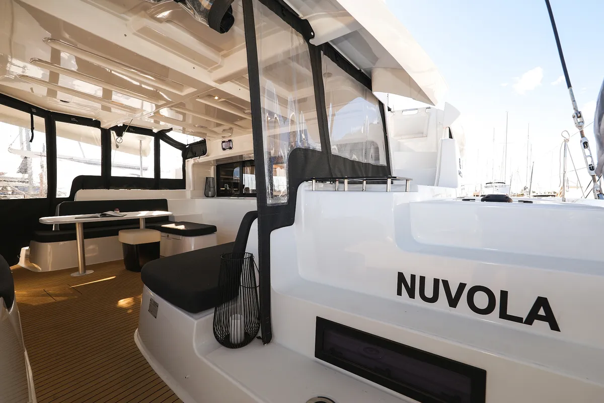 Deck of NUVOLA, a Lagoon 46 catamaran at Općina Sukošan, Croatia