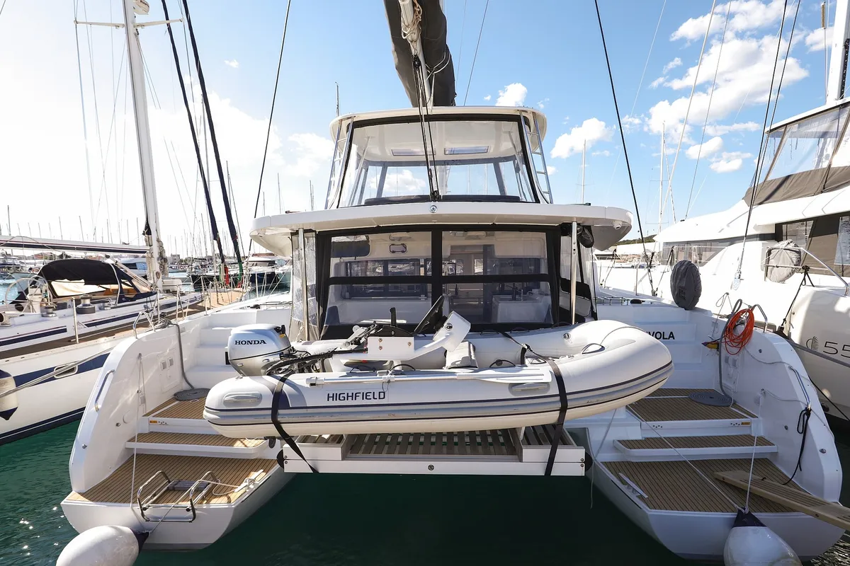 Exterior view of NUVOLA, a Lagoon 46 catamaran at Općina Sukošan, Croatia