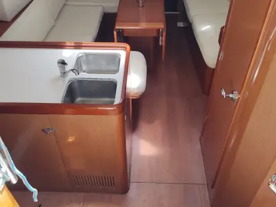 Galley of Marilou, a Beneteau Oceanis 34 sailboat at Municipal Unit of Nea Peramos, Greece
