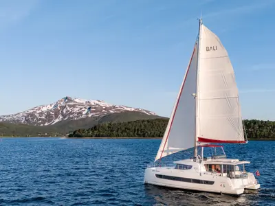 Exterior view of Arctic Wonder, a Bali 4.6 catamaran at Tromsø, Norway