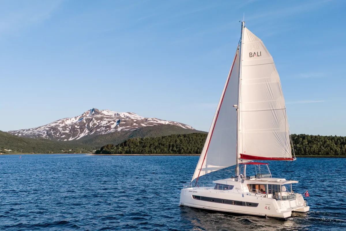 Exterior view of Arctic Wonder, a Bali 4.6 catamaran at Tromsø, Norway
