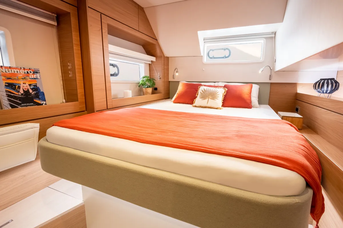 Cabin on Arctic Wonder, a Bali 4.6 catamaran at Tromsø, Norway