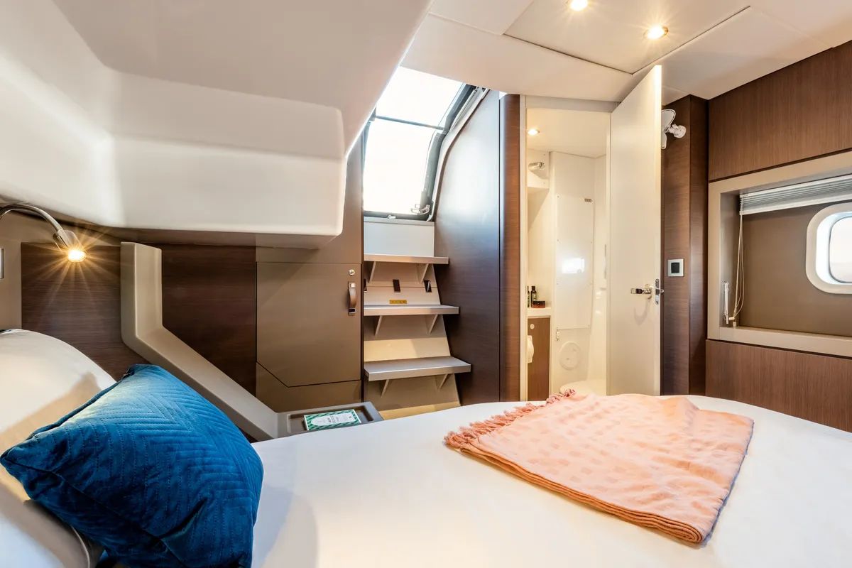 Cabin on Arctic Wonder, a Bali 4.6 catamaran at Tromsø, Norway