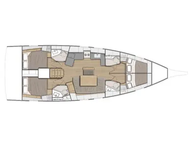 Floor plan of Scinachiena, a Beneteau Oceanis 46.1 sailboat at Castellammare di Stabia, Italy