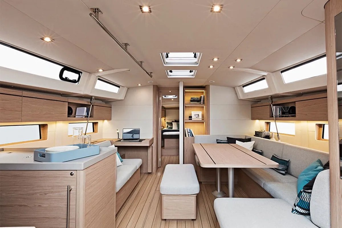 Salon of Scinachiena, a Beneteau Oceanis 46.1 sailboat at Castellammare di Stabia, Italy
