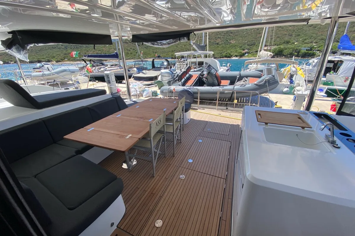 Deck of The Moon (MAR), a Lagoon 55 catamaran at Alameda, United States