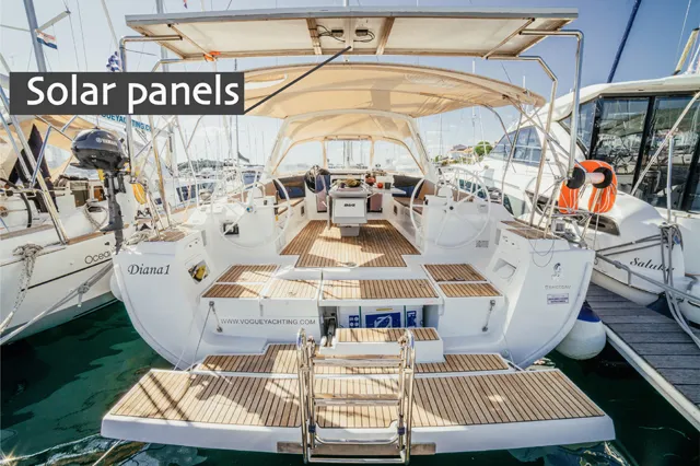 Deck of Diana, a Beneteau Oceanis 45 sailboat at Grad Šibenik, Croatia