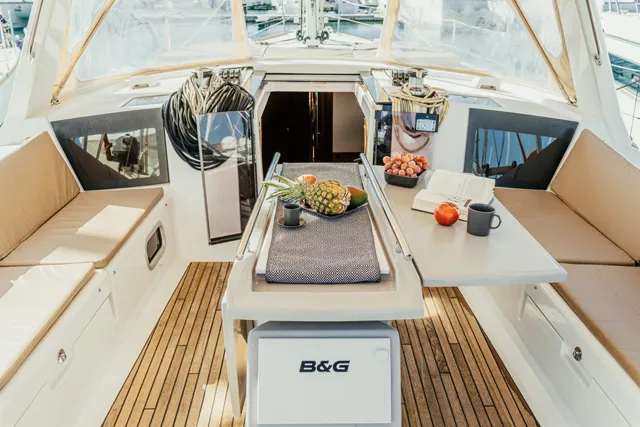 Deck of Diana, a Beneteau Oceanis 45 sailboat at Grad Šibenik, Croatia