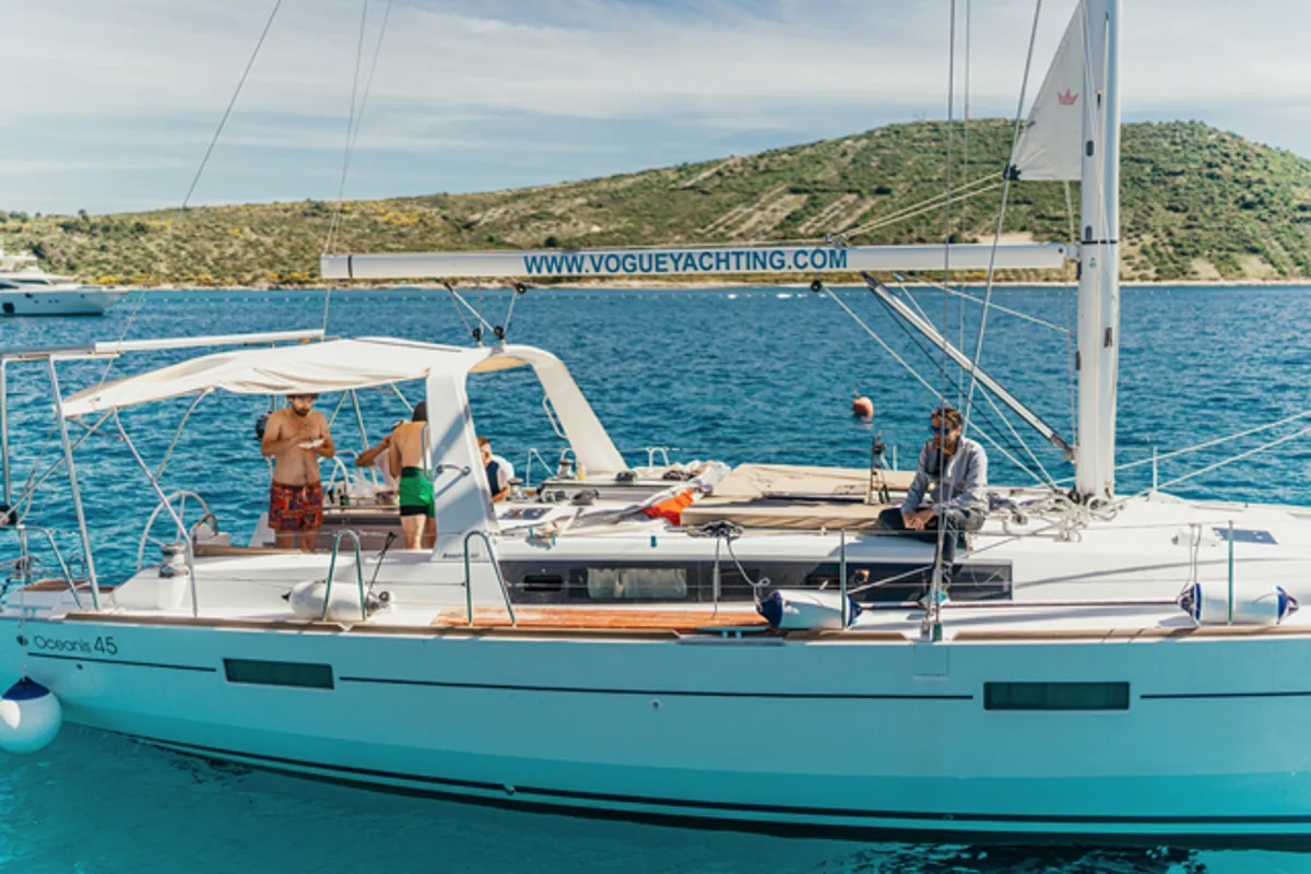 Exterior view of Diana, a Beneteau Oceanis 45 sailboat at Grad Šibenik, Croatia