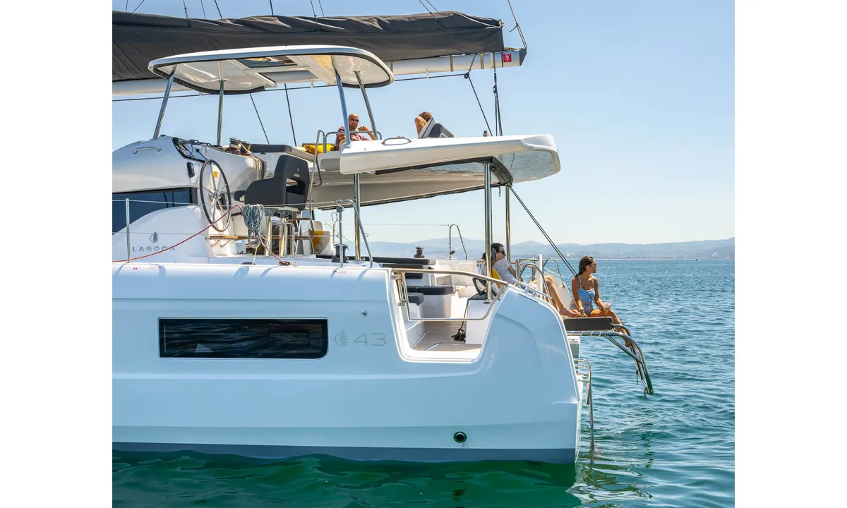 Exterior view of Find Us II, a Lagoon 43 - 3 + 1 cab. OW catamaran at Grad Kaštela, Croatia