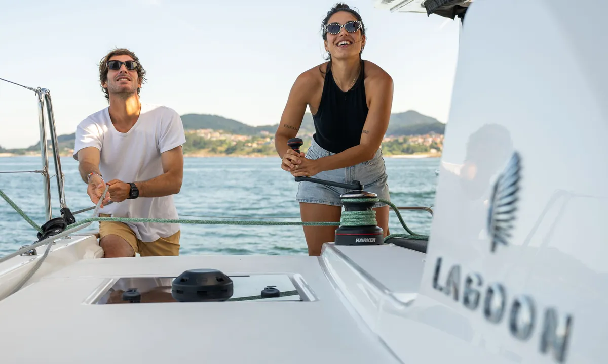 Cockpit of Find Us II, a Lagoon 43 - 3 + 1 cab. OW catamaran at Grad Kaštela, Croatia