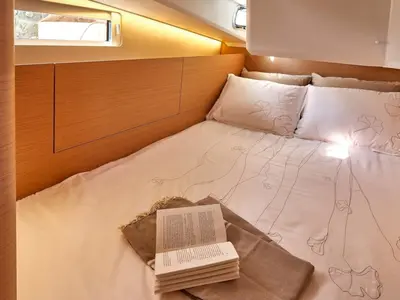 Cabin on Chimera, a Jeanneau Sun Odyssey 410 sailboat at Municipal Unit of Lefkada, Greece