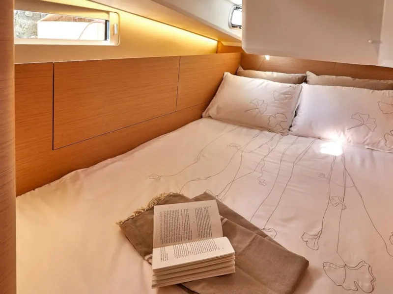 Cabin on Chimera, a Jeanneau Sun Odyssey 410 sailboat at Municipal Unit of Lefkada, Greece