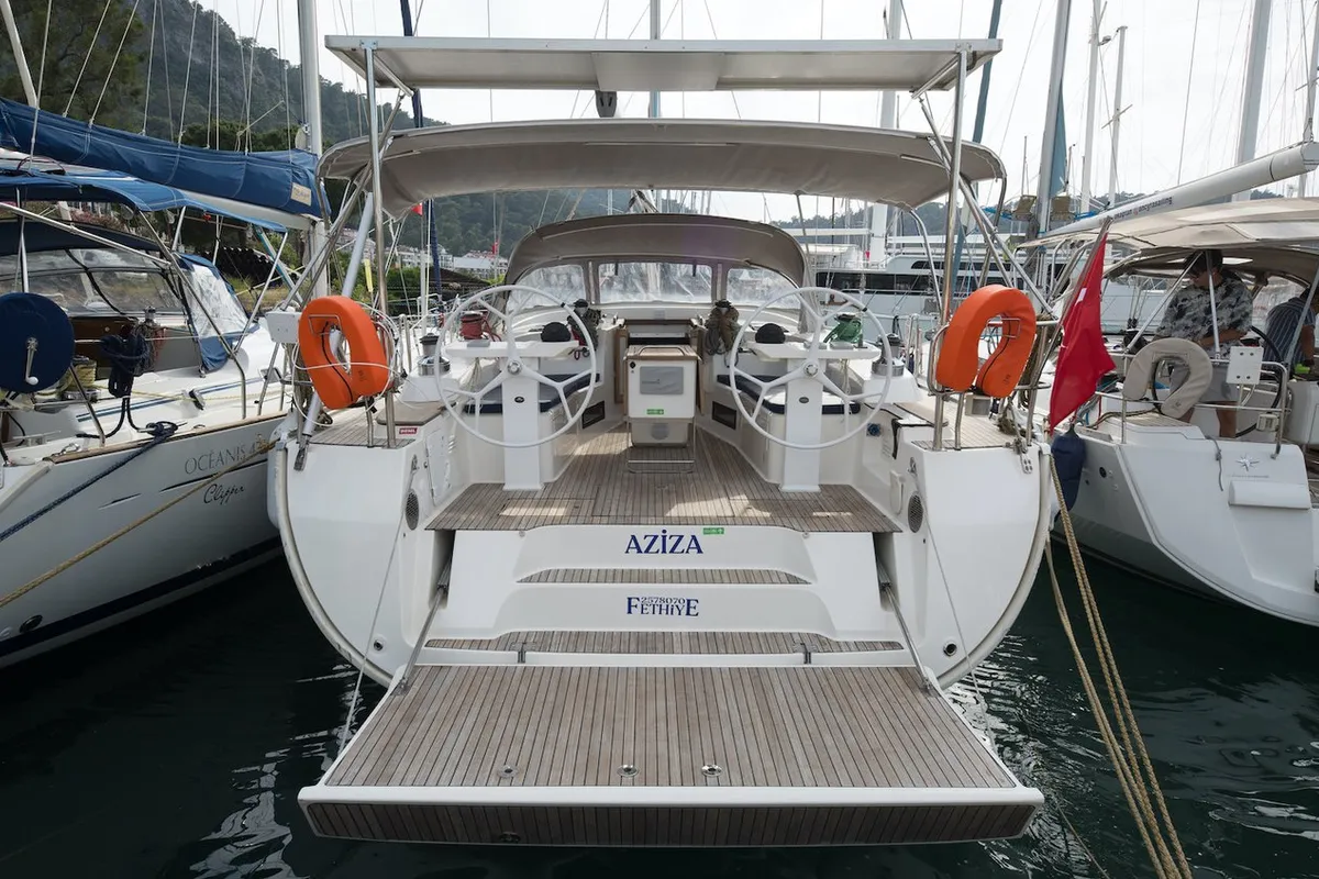 Exterior view of Bavaria Cruiser 50, a sailboat at Fethiye, Turkey
