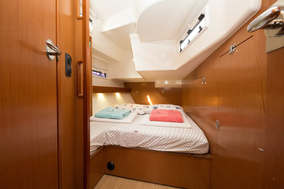 Cabin on Bavaria Cruiser 50, a sailboat at Fethiye, Turkey