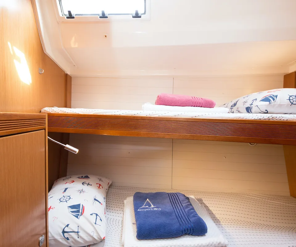 Cabin on Bavaria Cruiser 50, a sailboat at Fethiye, Turkey