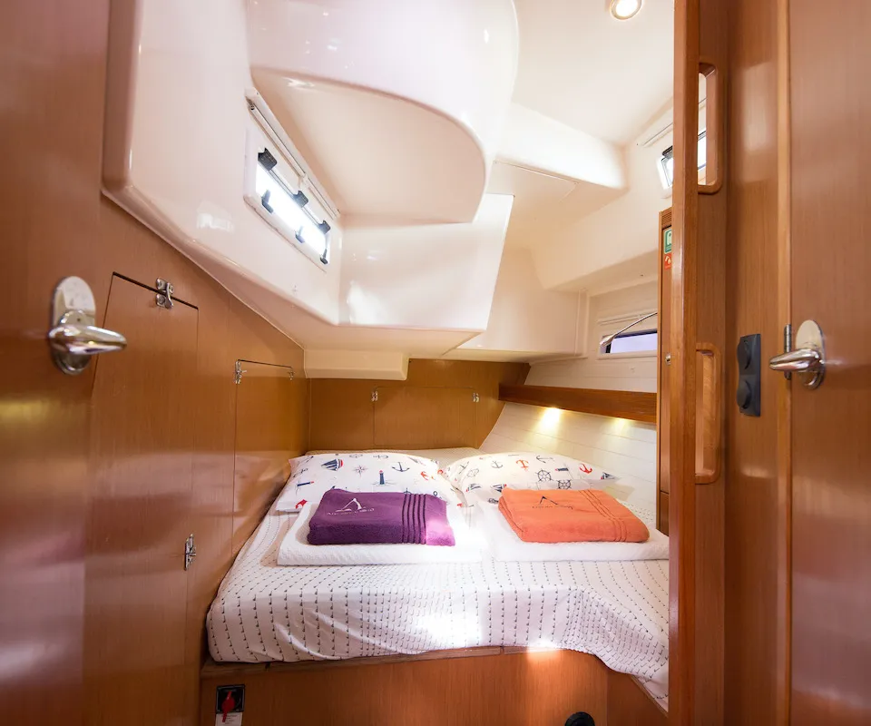 Cabin on Bavaria Cruiser 50, a sailboat at Fethiye, Turkey