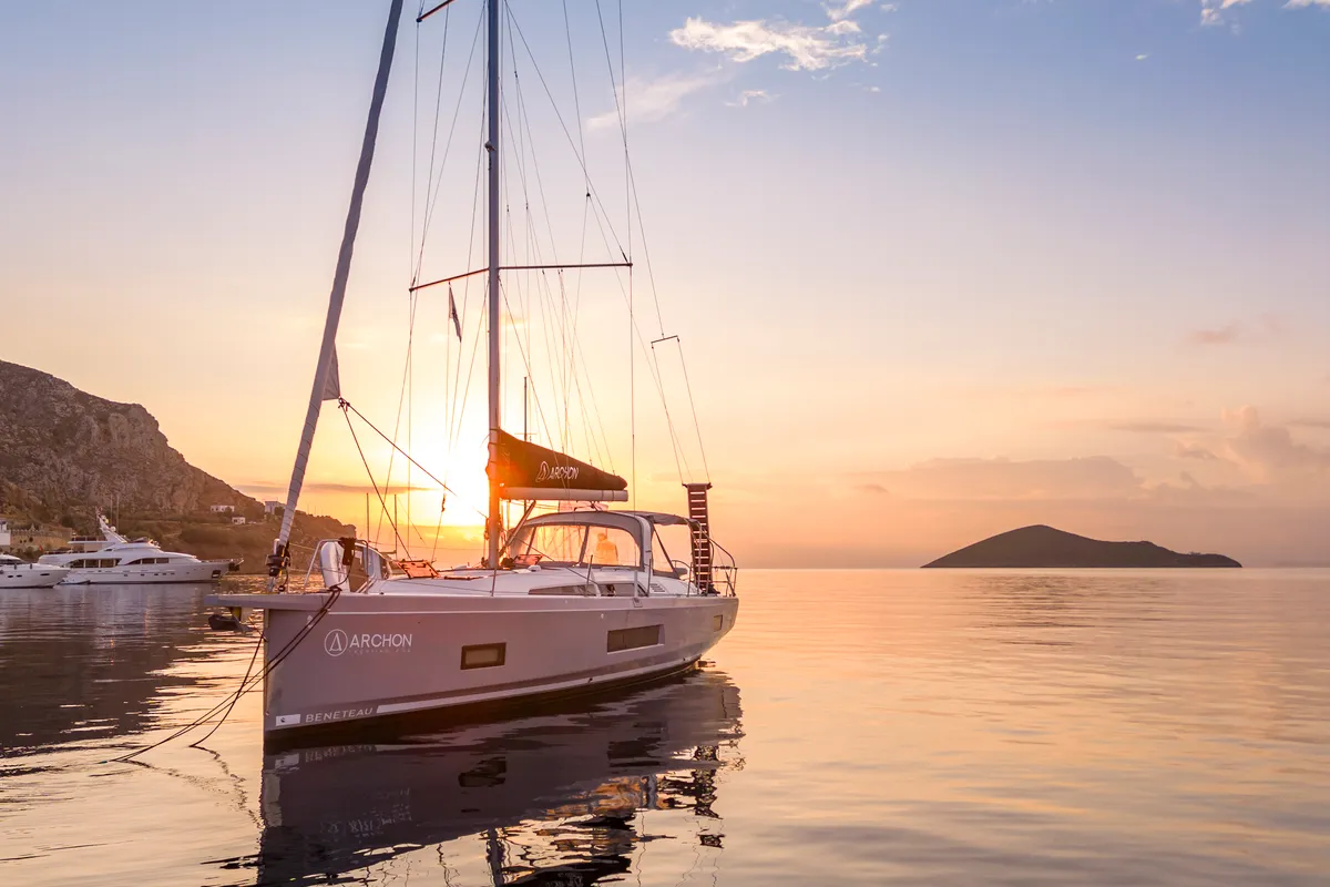 Exterior view of Lena, a Beneteau Oceanis 46.1 sailboat at Kos, Greece