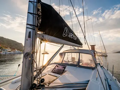 Deck of Lena, a Beneteau Oceanis 46.1 sailboat at Kos, Greece