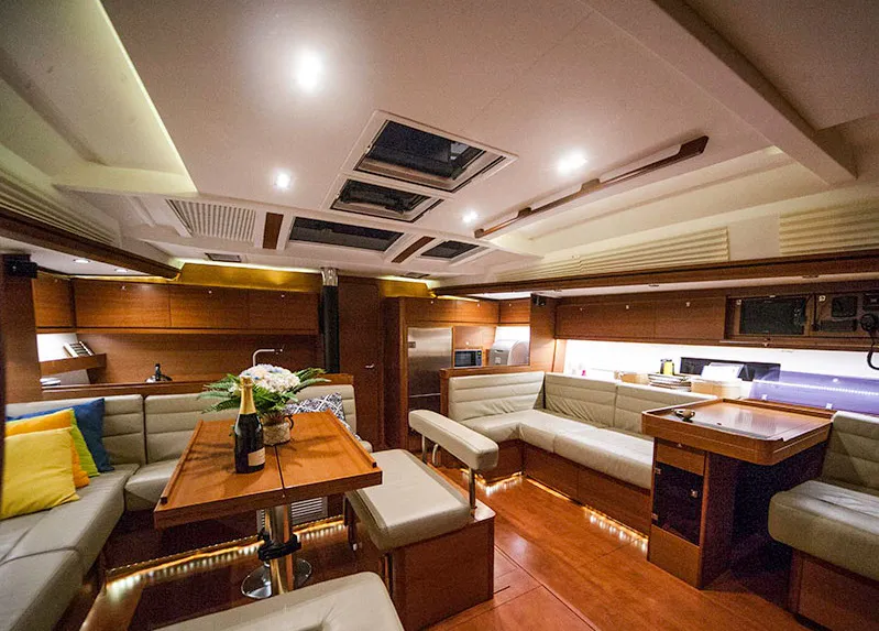 Salon of Tefnut, a Dufour Exclusive 56 sailboat at Primošten, Croatia