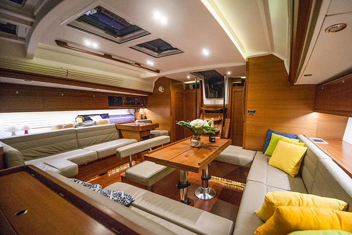 Salon of Tefnut, a Dufour Exclusive 56 sailboat at Primošten, Croatia