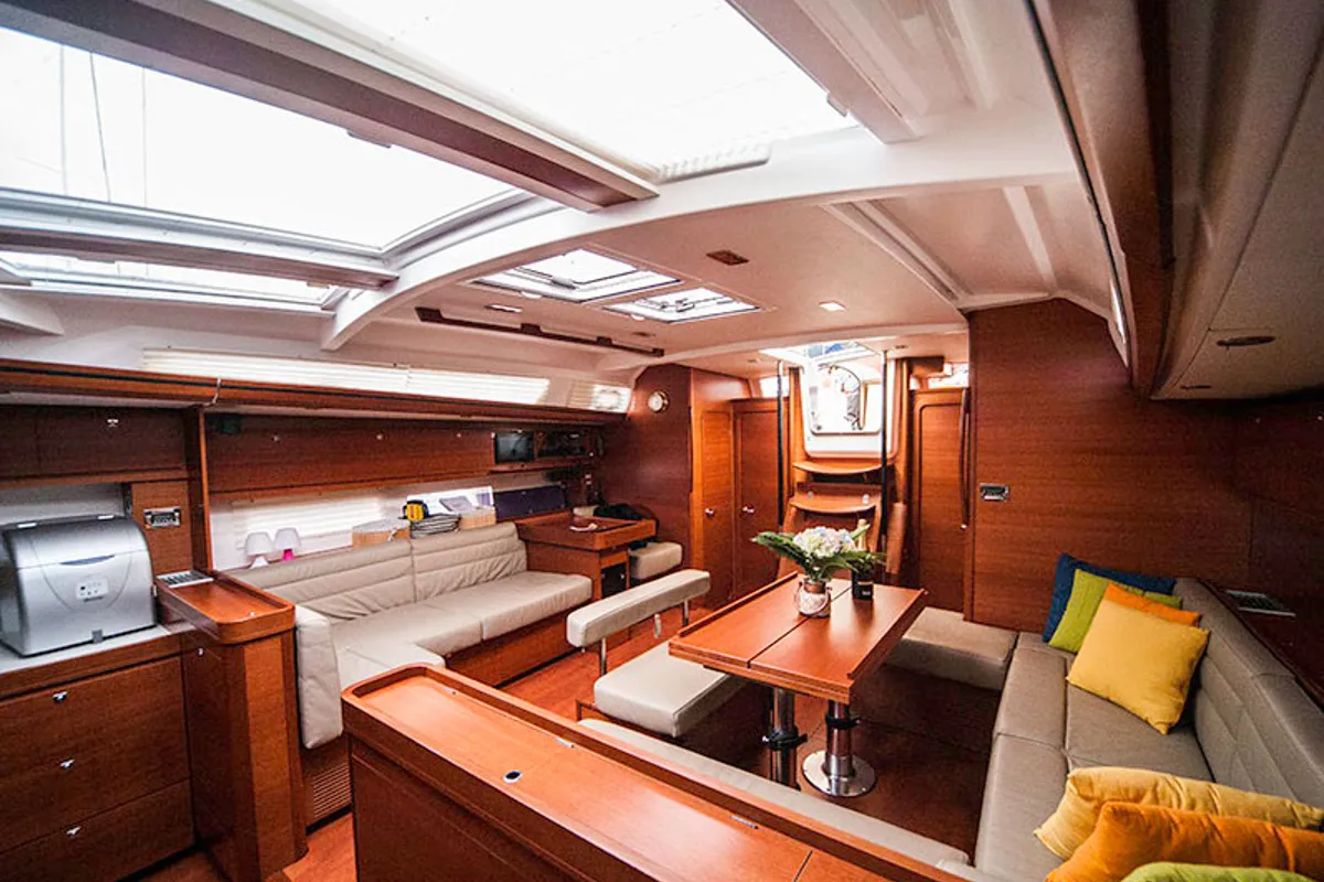 Salon of Tefnut, a Dufour Exclusive 56 sailboat at Primošten, Croatia